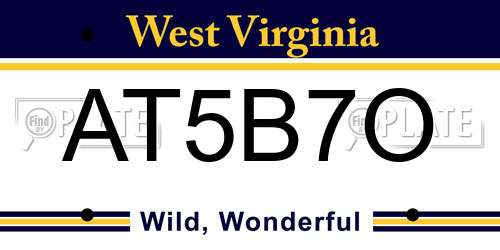 AT5B7O West Virginia License Plate