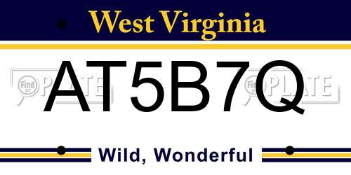 AT5B7Q West Virginia License Plate