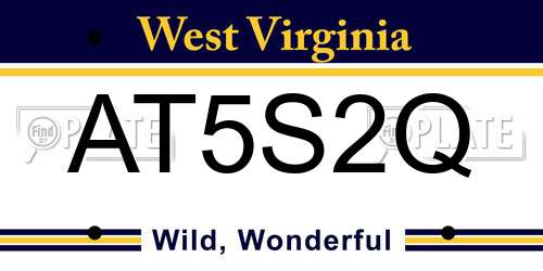 AT5S2Q West Virginia License Plate