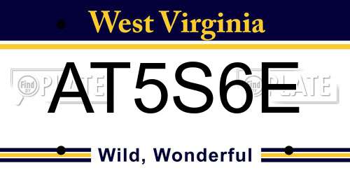 AT5S6E West Virginia License Plate