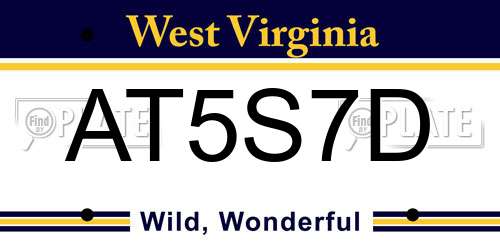 AT5S7D West Virginia License Plate