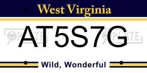 AT5S7G West Virginia License Plate