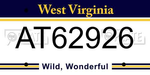AT62926 West Virginia License Plate