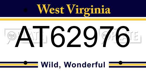 AT62976 West Virginia License Plate