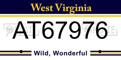 AT67976 West Virginia License Plate