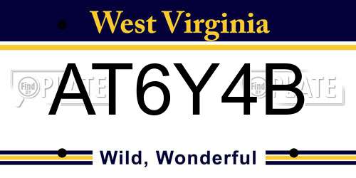 AT6Y4B West Virginia License Plate