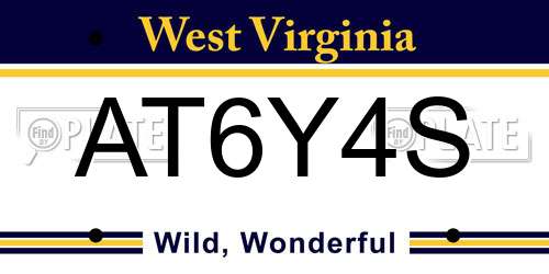 AT6Y4S West Virginia License Plate