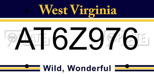 AT6Z976 West Virginia License Plate