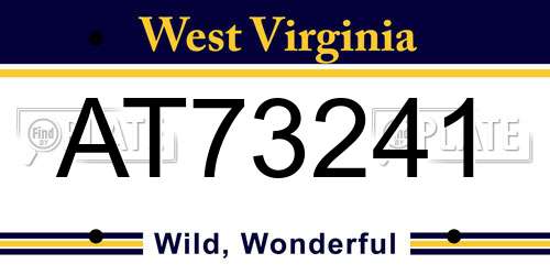 AT73241 West Virginia License Plate