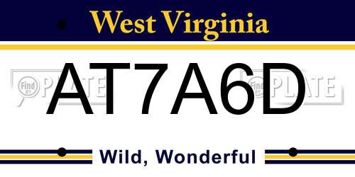 AT7A6D West Virginia License Plate