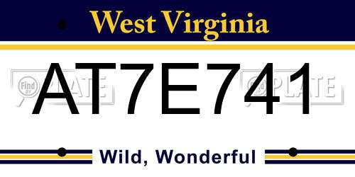 AT7E741 West Virginia License Plate