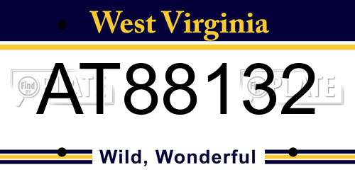AT88132 West Virginia License Plate