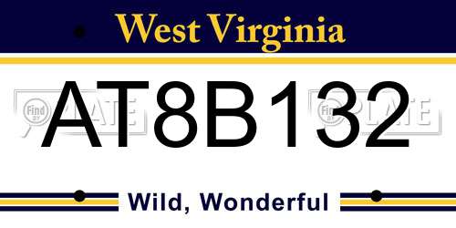 AT8B132 West Virginia License Plate