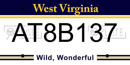 AT8B137 West Virginia License Plate