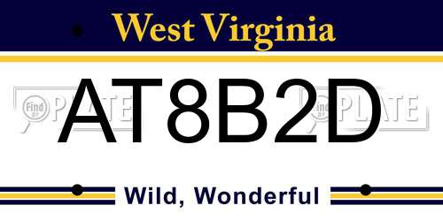 AT8B2D West Virginia License Plate