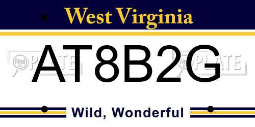 AT8B2G West Virginia License Plate
