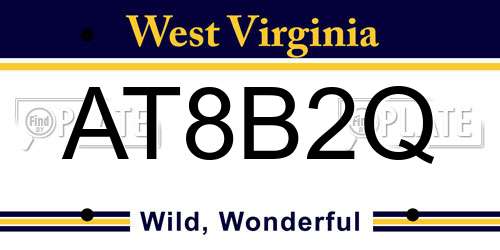 AT8B2Q West Virginia License Plate