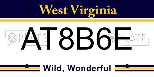 AT8B6E West Virginia License Plate