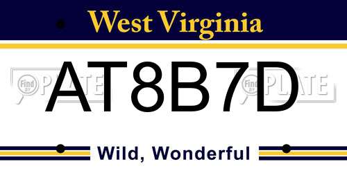 AT8B7D West Virginia License Plate