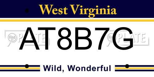 AT8B7G West Virginia License Plate