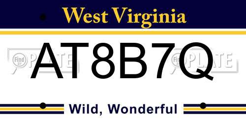 AT8B7Q West Virginia License Plate