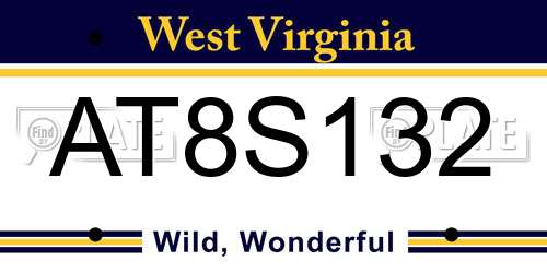 AT8S132 West Virginia License Plate
