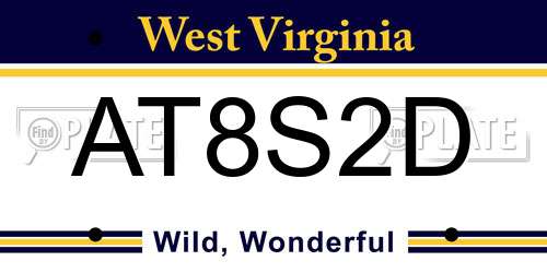 AT8S2D West Virginia License Plate