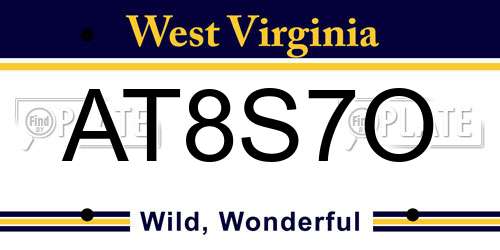 AT8S7O West Virginia License Plate