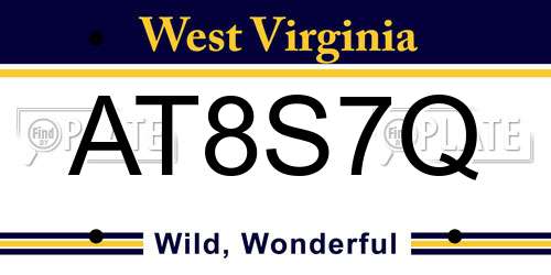 AT8S7Q West Virginia License Plate