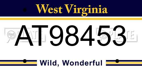 AT98453 West Virginia License Plate
