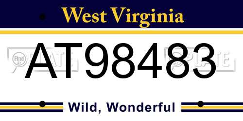 AT98483 West Virginia License Plate