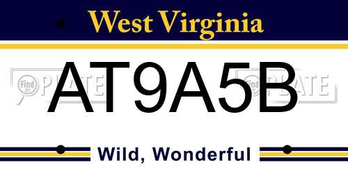 AT9A5B West Virginia License Plate