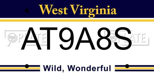 AT9A8S West Virginia License Plate