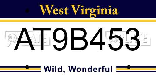 AT9B453 West Virginia License Plate