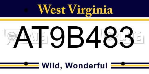 AT9B483 West Virginia License Plate
