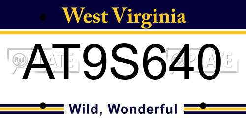 AT9S640 West Virginia License Plate