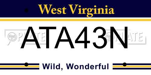 ATA43N West Virginia License Plate