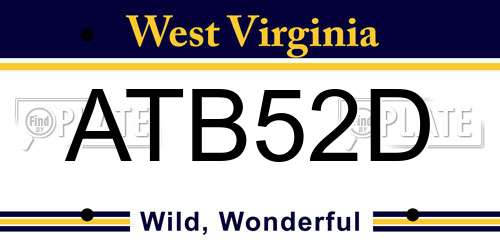 ATB52D West Virginia License Plate