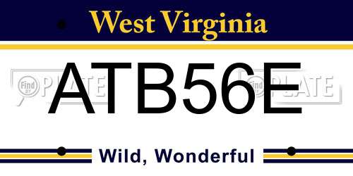 ATB56E West Virginia License Plate