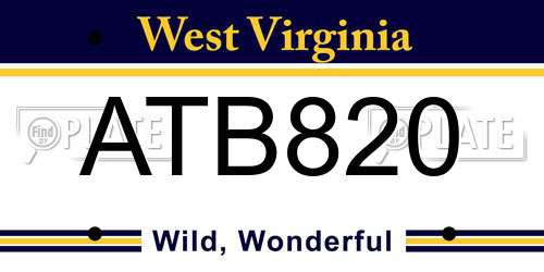 ATB820 West Virginia License Plate