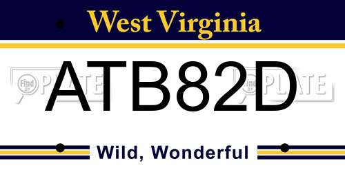 ATB82D West Virginia License Plate