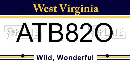 ATB82O West Virginia License Plate
