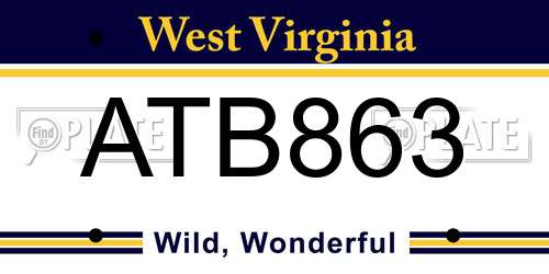 ATB863 West Virginia License Plate