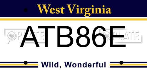 ATB86E West Virginia License Plate