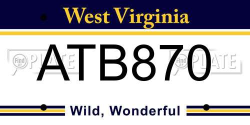 ATB870 West Virginia License Plate