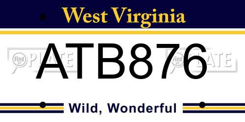 ATB876 West Virginia License Plate