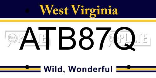 ATB87Q West Virginia License Plate