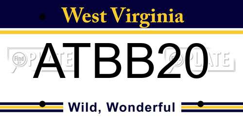ATBB20 West Virginia License Plate