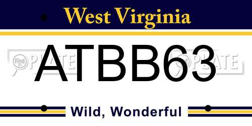 ATBB63 West Virginia License Plate