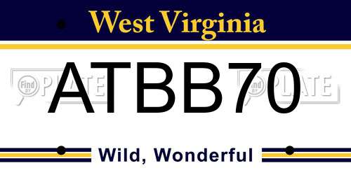 ATBB70 West Virginia License Plate